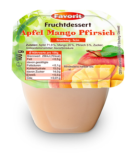 Favorit Fruchtdessert Apfel-Mango-Pfirsisch OHNE Zucker