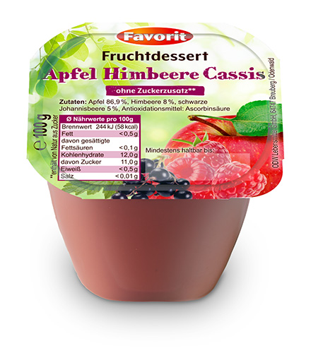 Favorit Fruchtdessert Apfel-Himbeere-Johannisbeere OHNE Zucker