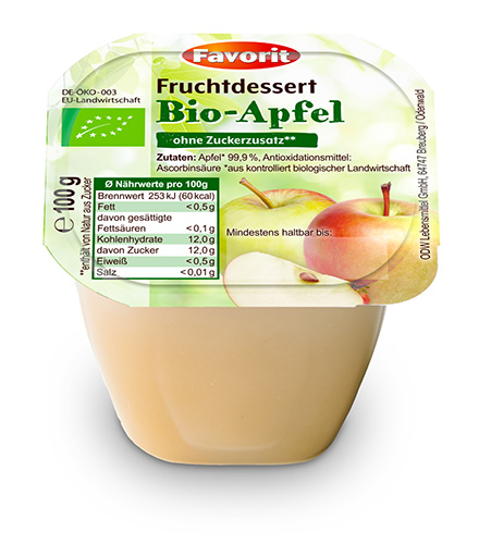 Favorit Fruchtdessert BIO Apfel OHNE Zucker